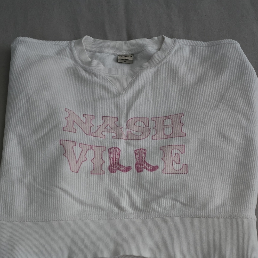 Nashville Cropped Oversized Corded Sweatshirt